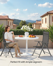 Set of 2 Black Folding Garden Chairs with Heavy Duty Aluminium Frame by Songmics