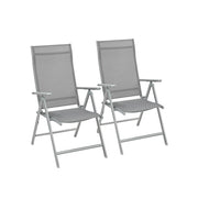 Set of 2 Grey Folding Garden Chairs with Heavy Duty Aluminium Frame by Songmics