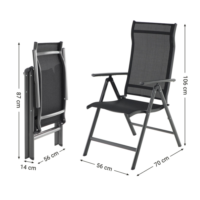Set of 4 Folding Garden Chairs with 150 kg Capacity for Outdoor Use by Songmics