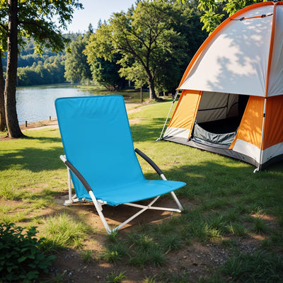 Foldable High Back Portable Beach Chair with Comfortable Backrest Support by Songmics