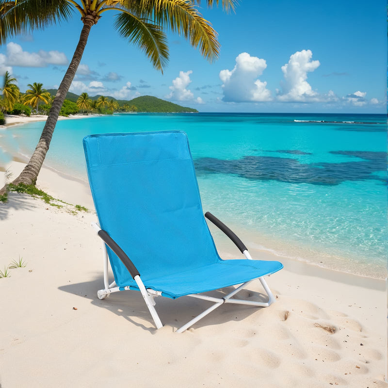 Foldable High Back Portable Beach Chair with Comfortable Backrest Support by Songmics