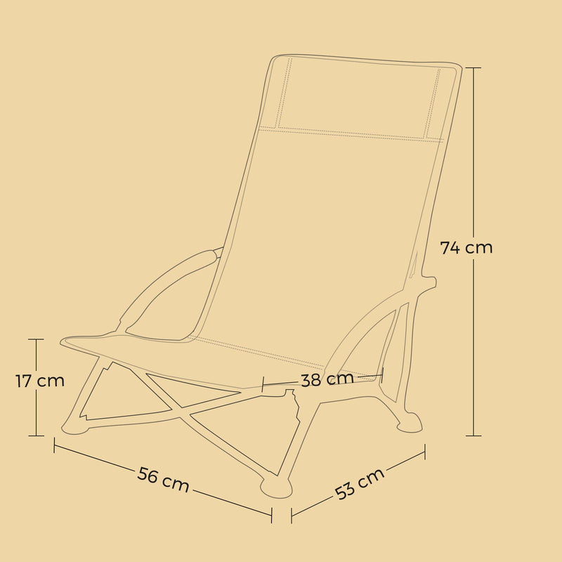 Foldable High Back Portable Beach Chair with Comfortable Backrest Support by Songmics