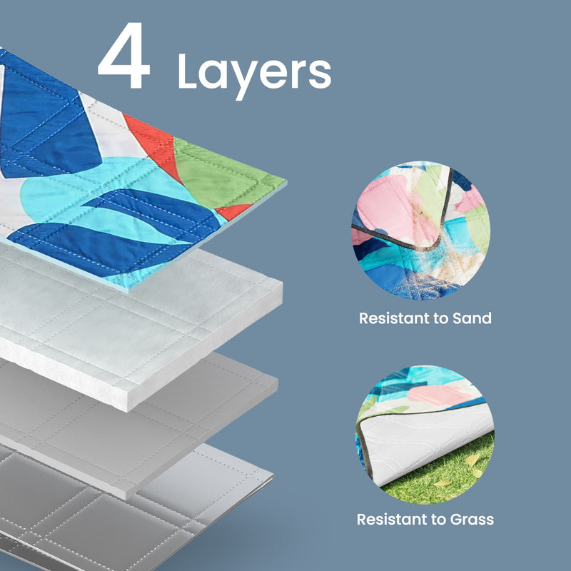 Large Waterproof Picnic Blanket 200 x 200 cm for Camping and Outdoor Use by Songmics