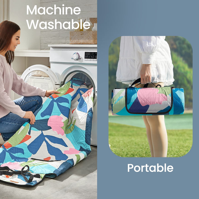 Large Waterproof Picnic Blanket 200 x 200 cm for Camping and Outdoor Use by Songmics