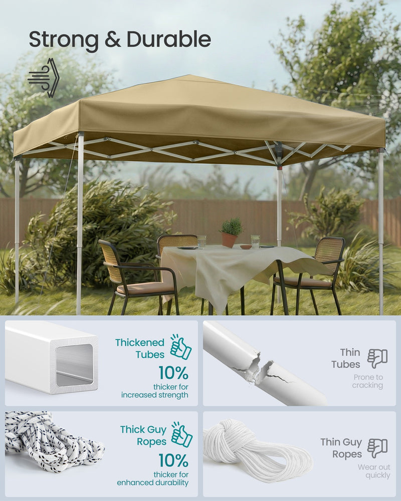 3m x 3m Pop Up Gazebo for Garden and Patio with UV Protection Beige SONGMICS