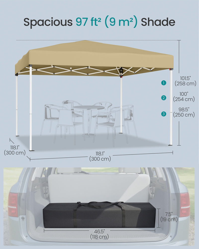 3m x 3m Pop Up Gazebo for Garden and Patio with UV Protection Beige SONGMICS