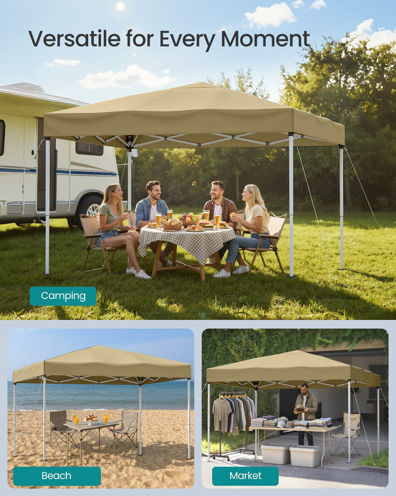 3m x 3m Pop Up Gazebo for Garden and Patio with UV Protection Beige SONGMICS