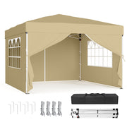 3m x 3m Pop Up Gazebo with Sides for Garden and Patio with UV Protection Beige SONGMICS