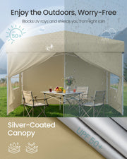 3m x 3m Pop Up Gazebo with Sides for Garden and Patio with UV Protection Beige SONGMICS