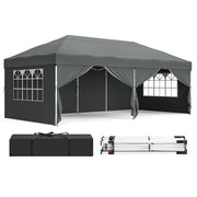 3m x 6m Pop Up Gazebo with 6 Sides for Garden and Patio with UV Protection Dark Grey SONGMICS