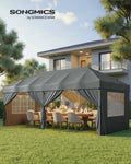 3m x 6m Pop Up Gazebo with 6 Sides for Garden and Patio with UV Protection Dark Grey SONGMICS