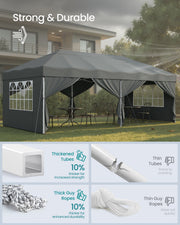 3m x 6m Pop Up Gazebo with 6 Sides for Garden and Patio with UV Protection Dark Grey SONGMICS