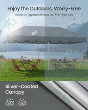 3m x 6m Pop Up Gazebo with 6 Sides for Garden and Patio with UV Protection Dark Grey SONGMICS