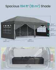 3m x 6m Pop Up Gazebo with 6 Sides for Garden and Patio with UV Protection Dark Grey SONGMICS