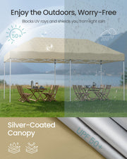 3m x 6m Pop Up Gazebo with 6 Sides for Garden and Patio with UV Protection Beige SONGMICS