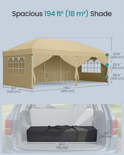 3m x 6m Pop Up Gazebo with 6 Sides for Garden and Patio with UV Protection Beige SONGMICS