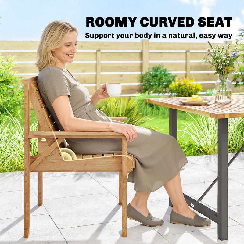 Garden Chair for Relaxing Outdoors with Curved Seat and Water Resistant Fir Wood Natural Finish Outsunny