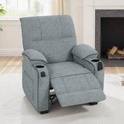 Electric Recliner Massage Armchair with Heat USB Port and Cup Holders for Lounge Grey AOSOM