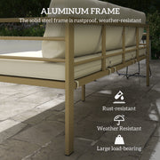 Outsunny Garden Bench with Cushions, 3-Seater Sofa with Backrest, Armrest and Back Cushions, 185 x 66 x 64cm, Cream White AOSOM