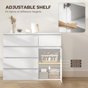 Sideboard with Adjustable Shelf and Soft Close Door for Organised Storage White AOSOM