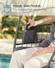 Hanging Egg Chair With Steel Stand, Comfy Cushions & Foldable Basket by Songmics Songmics