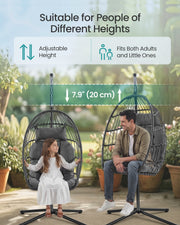 Hanging Egg Chair With Steel Stand, Comfy Cushions & Foldable Basket by Songmics Songmics