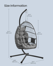 Hanging Egg Chair With Steel Stand, Comfy Cushions & Foldable Basket by Songmics Songmics