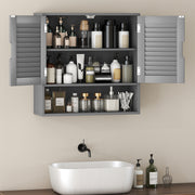 Wall Mounted Bathroom Cabinet With Adjustable Shelves For Organised Storage Grey AOSOM