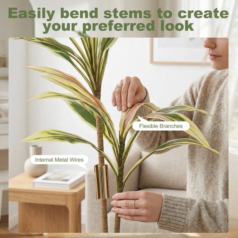 Artificial Cordyline Tree for Easy Year Round Indoor Greenery Yellow Homcom