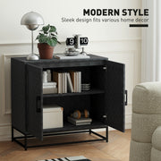 Black Modern Sideboard with Adjustable Shelf and 2 Doors for Living Room Storage by Homcom