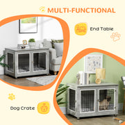 Indoor Dog Crate with Cushioned Bed and Storage Top for Medium and Large Dogs Grey
