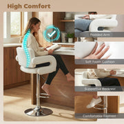 Adjustable Bar Stools with Padded Armrests for Kitchen Island or Breakfast Bar Set of 2 White AOSOM
