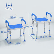 Adjustable Aluminium Bath Seat with Backrest for Elderly or Disabled Support White