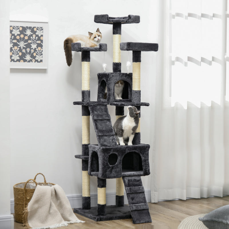 Cat Tree Scratching House with Activity Play Centre by PawHut