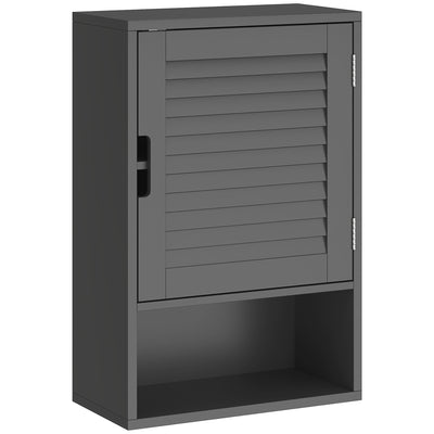 Wall Mounted Bathroom Cabinet With Adjustable Shelves Ideal For Compact Spaces Black AOSOM