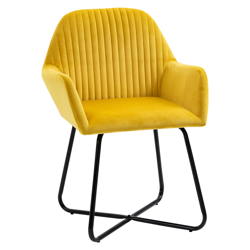 Modern Upholstered Armchair with Sturdy Metal Base Ideal for Living Room Comfort Yellow