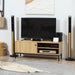50 Inch TV Stand with Sliding Door Storage Wood Effect by HOMCOM