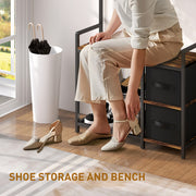 Industrial Style Hallway Coat Rack With Shoe Bench in Brown and Black by HOMCOM