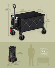 Foldable Utility Trolley with Handle 150L Capacity Holds 150kg in Ink Black by Songmics