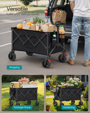 Foldable Utility Trolley with Handle 150L Capacity Holds 150kg in Ink Black by Songmics