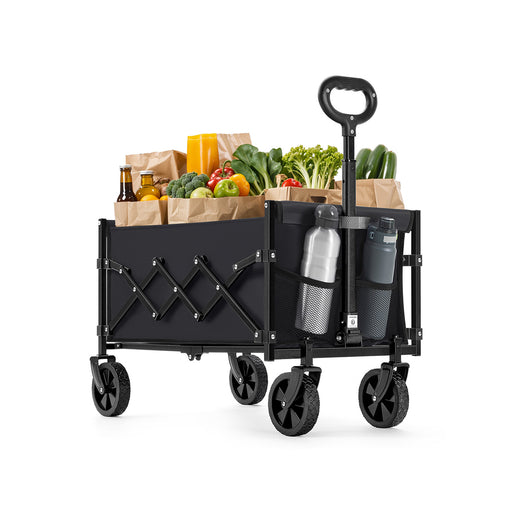 Foldable Camping Trolley with Heavy Duty Wheels in Ink Black for Outdoor Use by Songmics
