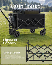 Foldable Camping Trolley with Heavy Duty Wheels in Ink Black for Outdoor Use by Songmics