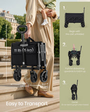 Foldable Camping Trolley with Heavy Duty Wheels in Ink Black for Outdoor Use by Songmics