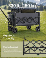 Foldable Camping Trolley with Heavy Duty Reinforced Wheels for Outdoor Use by Songmics