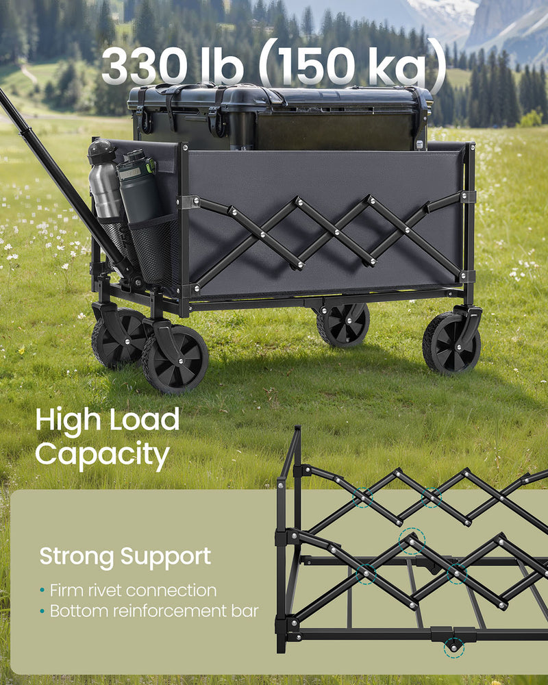 Foldable Camping Trolley with Heavy Duty Reinforced Wheels for Outdoor Use by Songmics