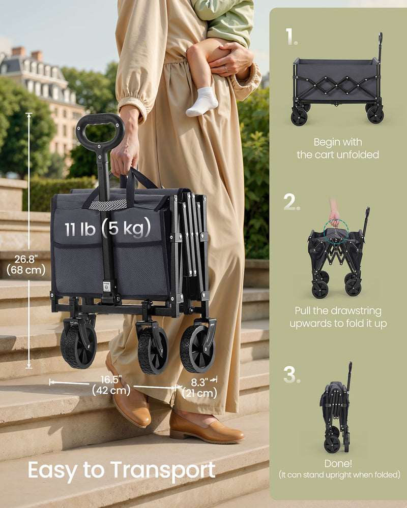 Foldable Camping Trolley with Heavy Duty Reinforced Wheels for Outdoor Use by Songmics