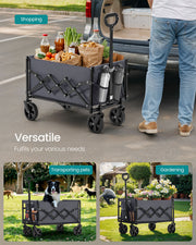 Foldable Camping Trolley with Heavy Duty Reinforced Wheels for Outdoor Use by Songmics
