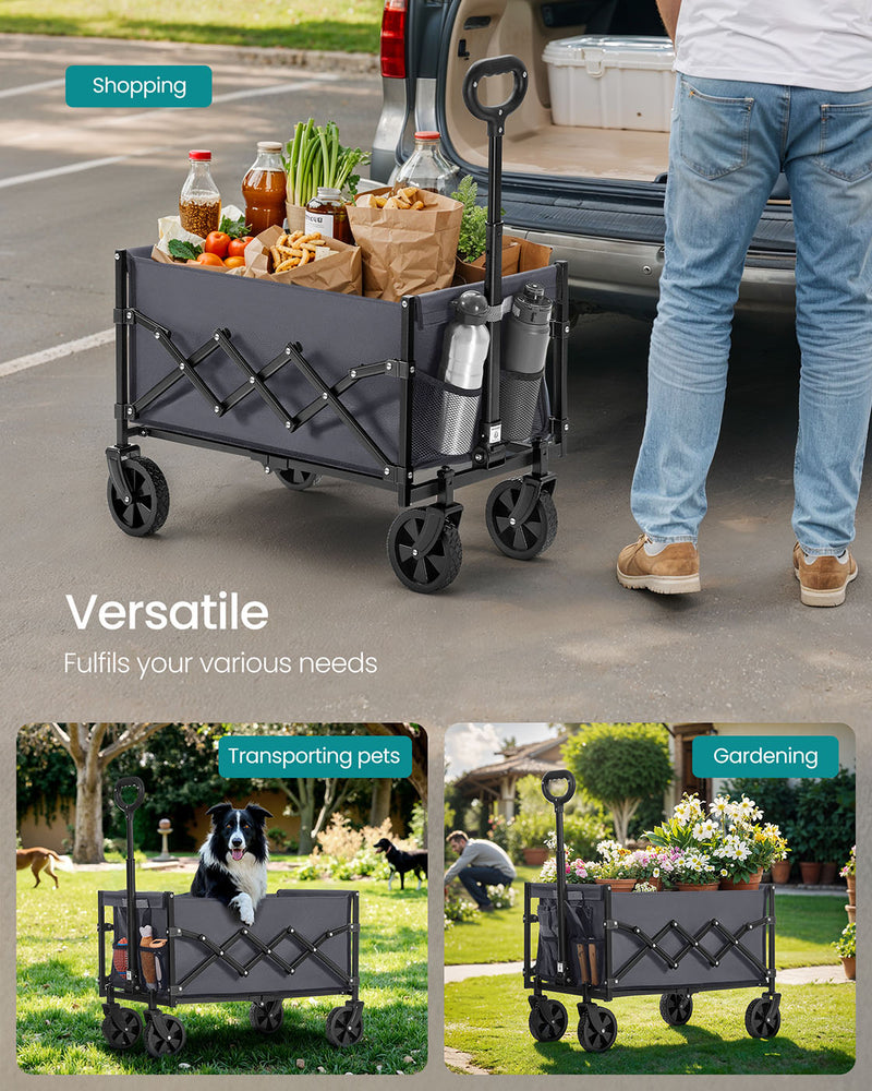 Foldable Camping Trolley with Heavy Duty Reinforced Wheels for Outdoor Use by Songmics