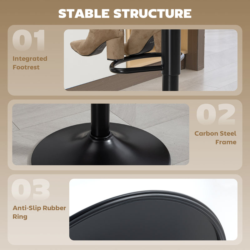 Adjustable Bar Stools Set of 2 with Swivel Seats and Floor Protection Grey
