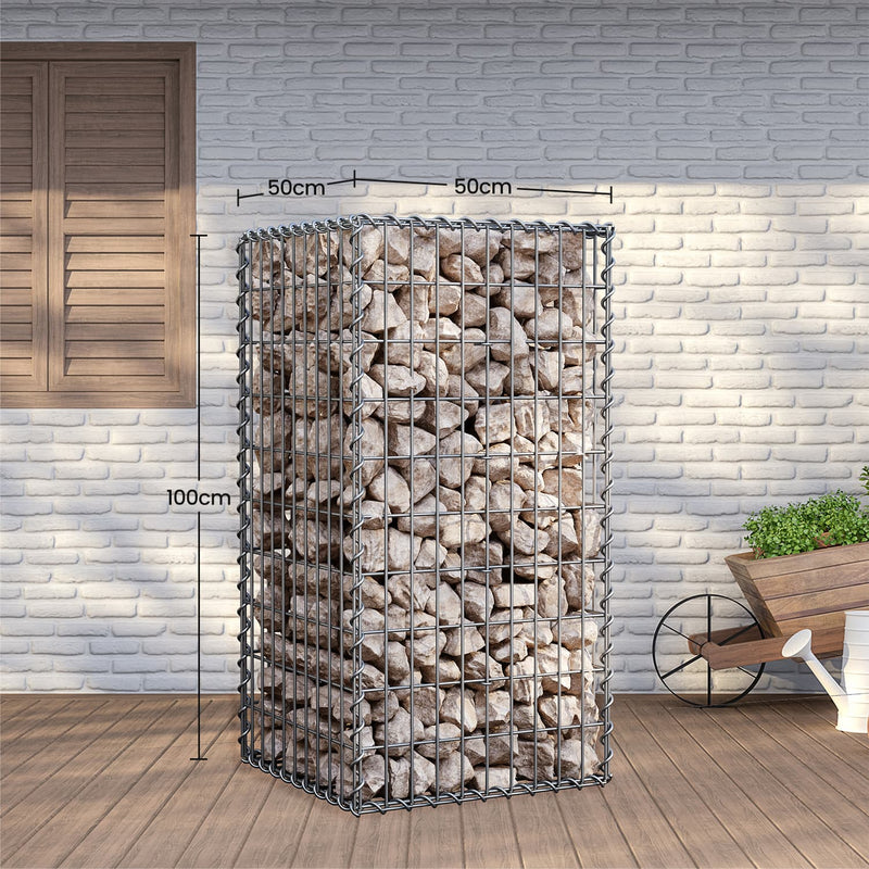 Set of 4 Metal Gabion Cage Baskets with 5 x 10 cm Mesh for Garden Landscaping by Songmics Songmics